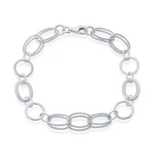 Classic Women's Bracelet - Sterling Double Ovals and Circles Braided Link | S-4737