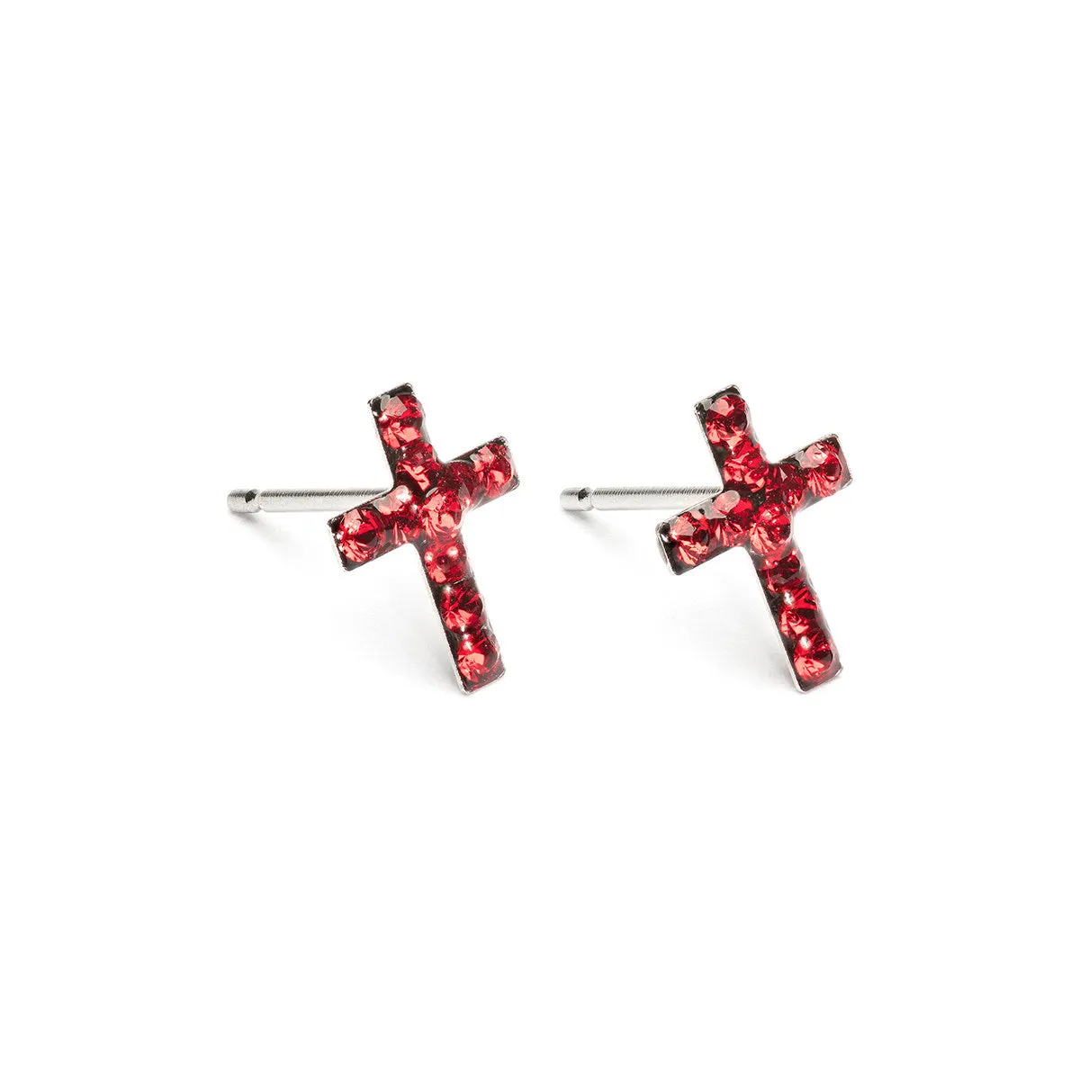 Cross July Birthstone Earrings