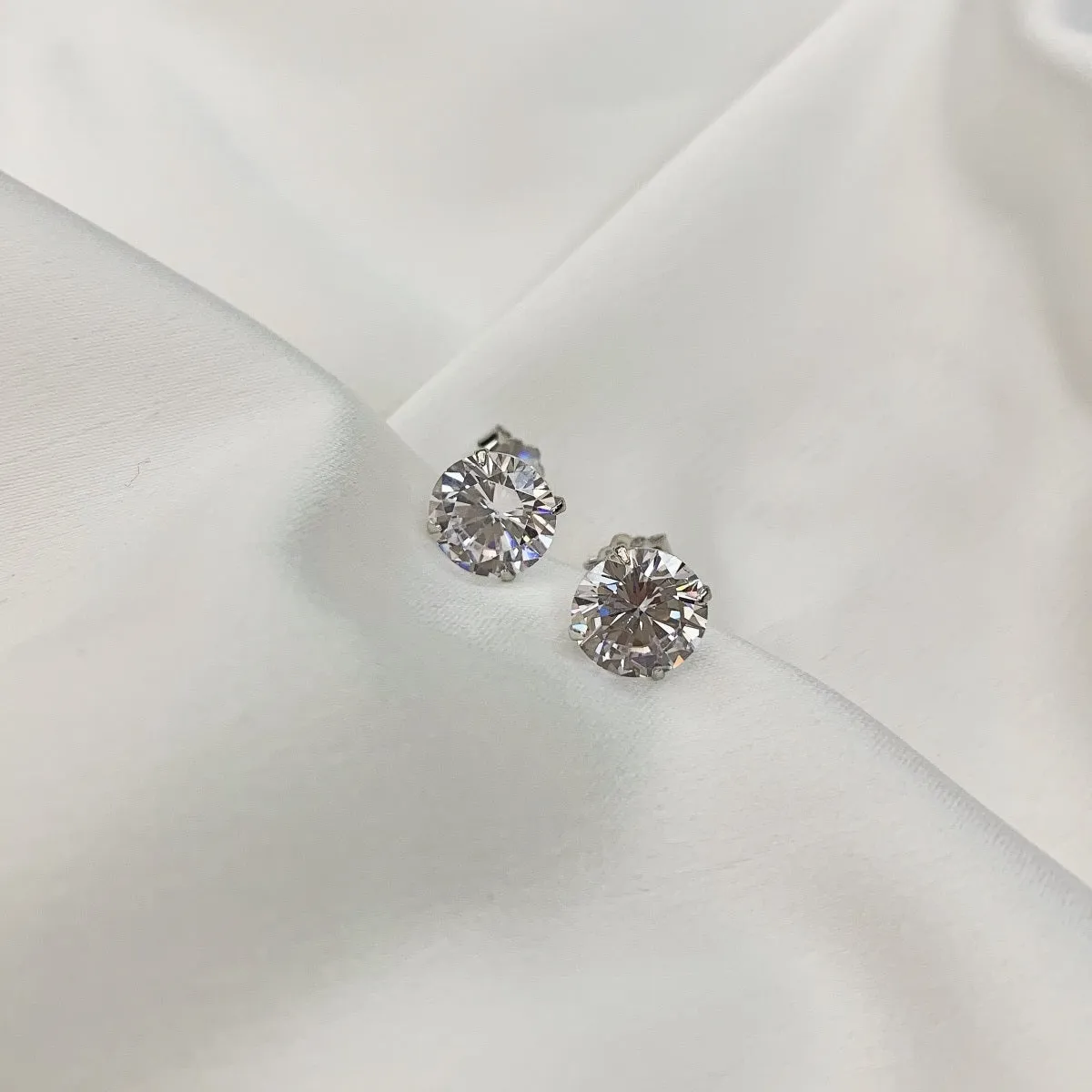 Cubic Zirconia 8mm Large Round Solitaire Studs Earrings