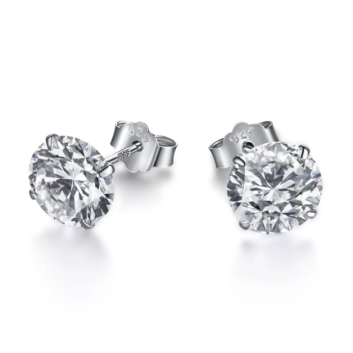 Cubic Zirconia 8mm Large Round Solitaire Studs Earrings