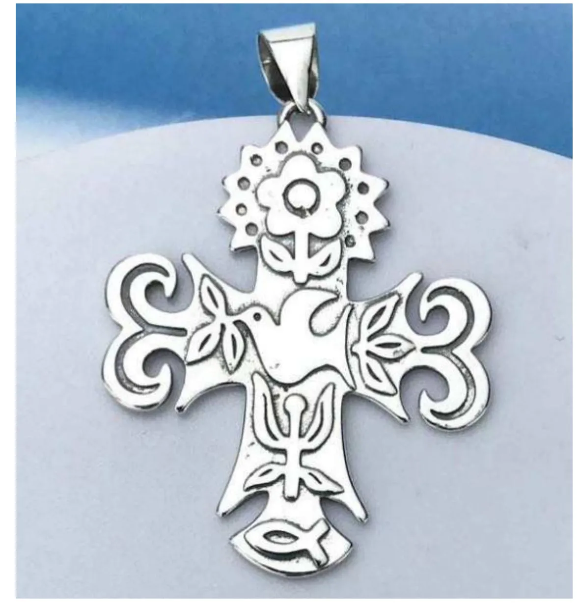 D1752 Big Dove Cross Pendant