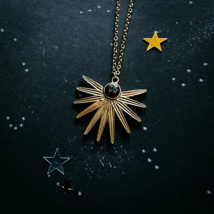 Dark Before the Dawn Sunburst Pendant Necklace