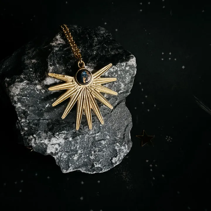 Dark Before the Dawn Sunburst Pendant Necklace