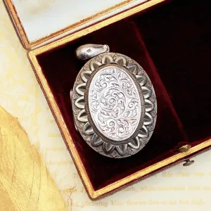 Date 1881 Victorian Aesthetic Movement Silver Locket