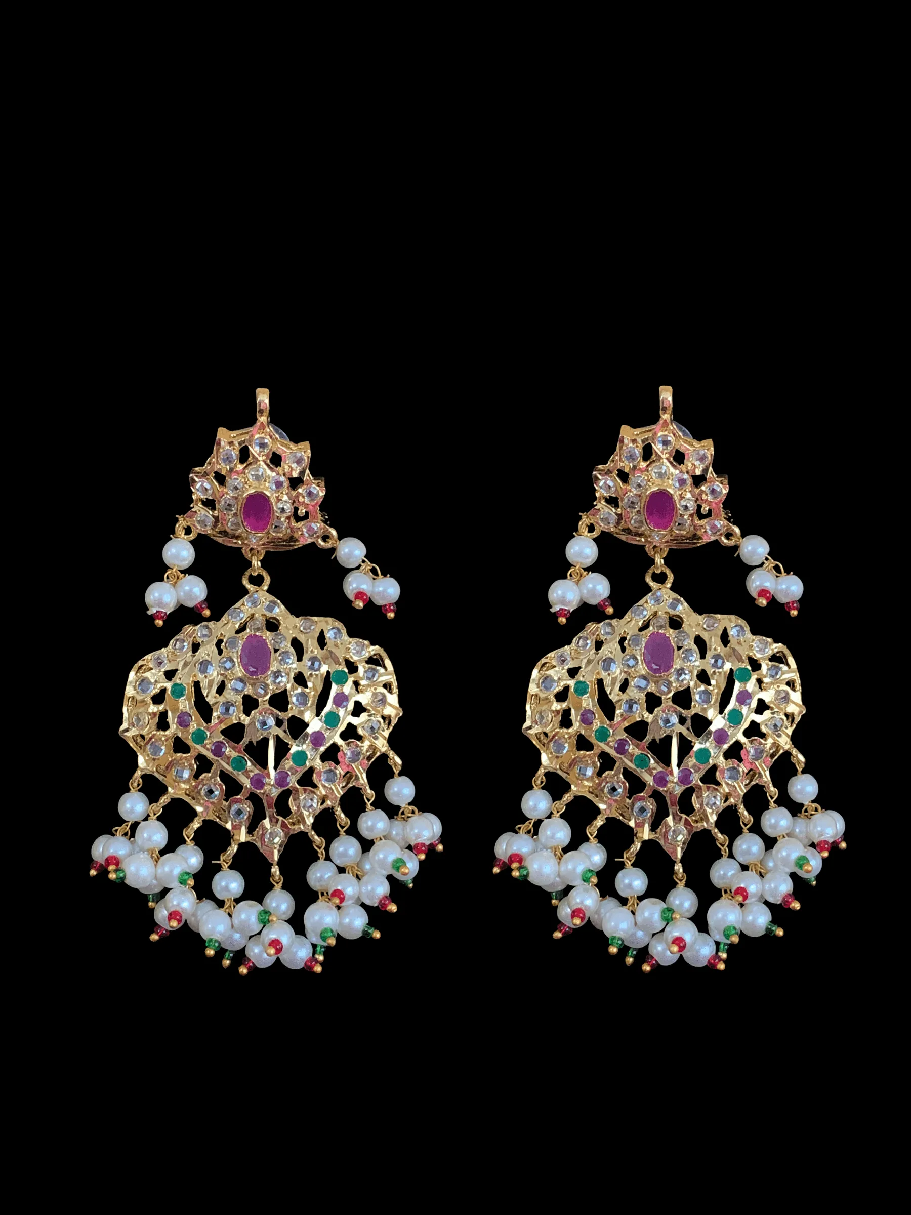 DER333 Ekta earrings in ruby emerald   ( SHIPS IN 4 WEEKS  )