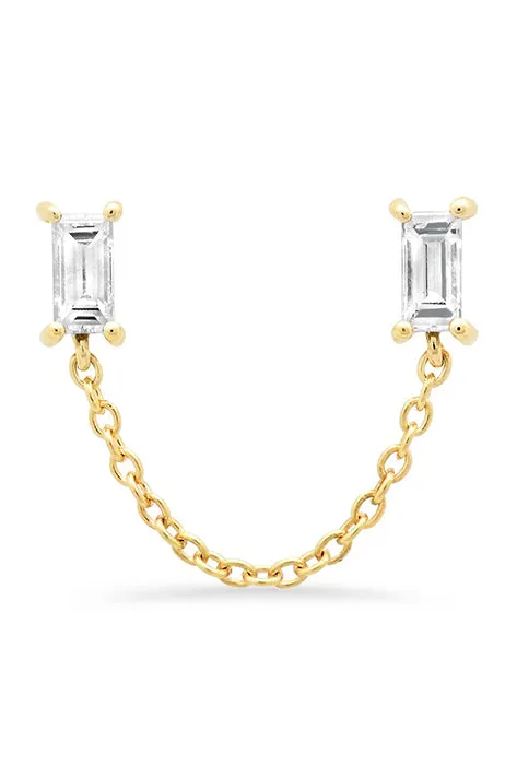 Diamond Baguette Chain Stud