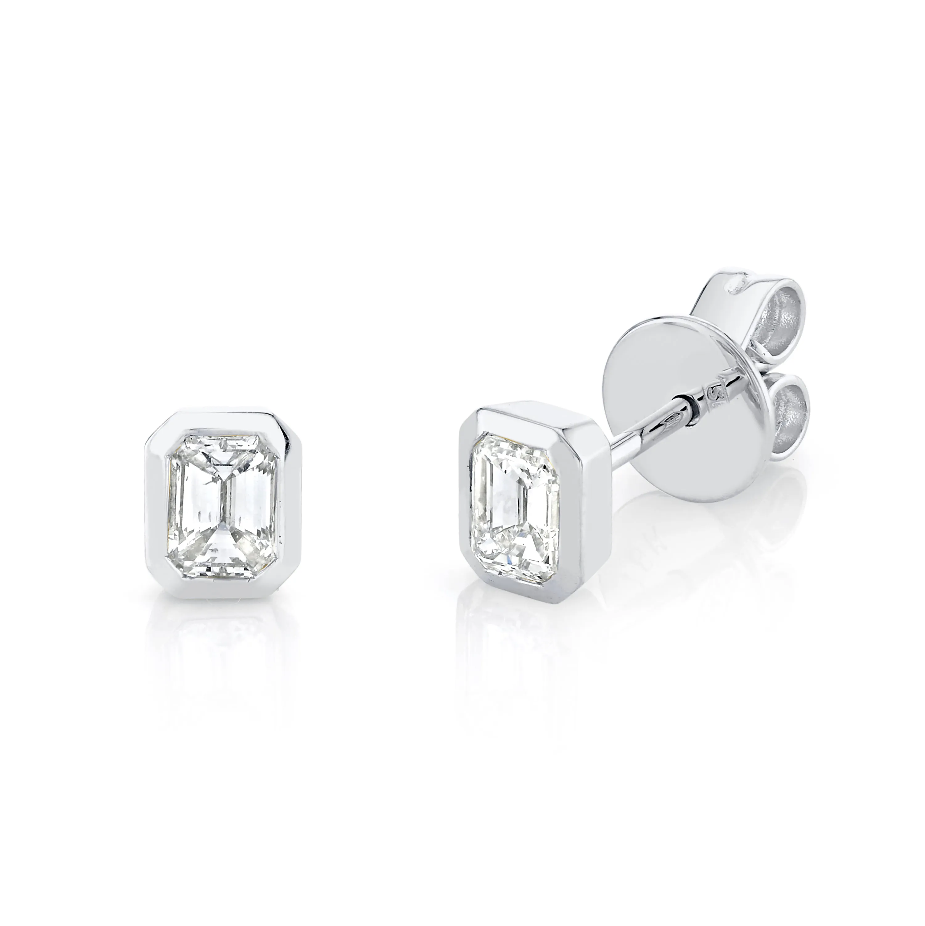 DIAMOND EMERALD CUT BEZEL STUDS