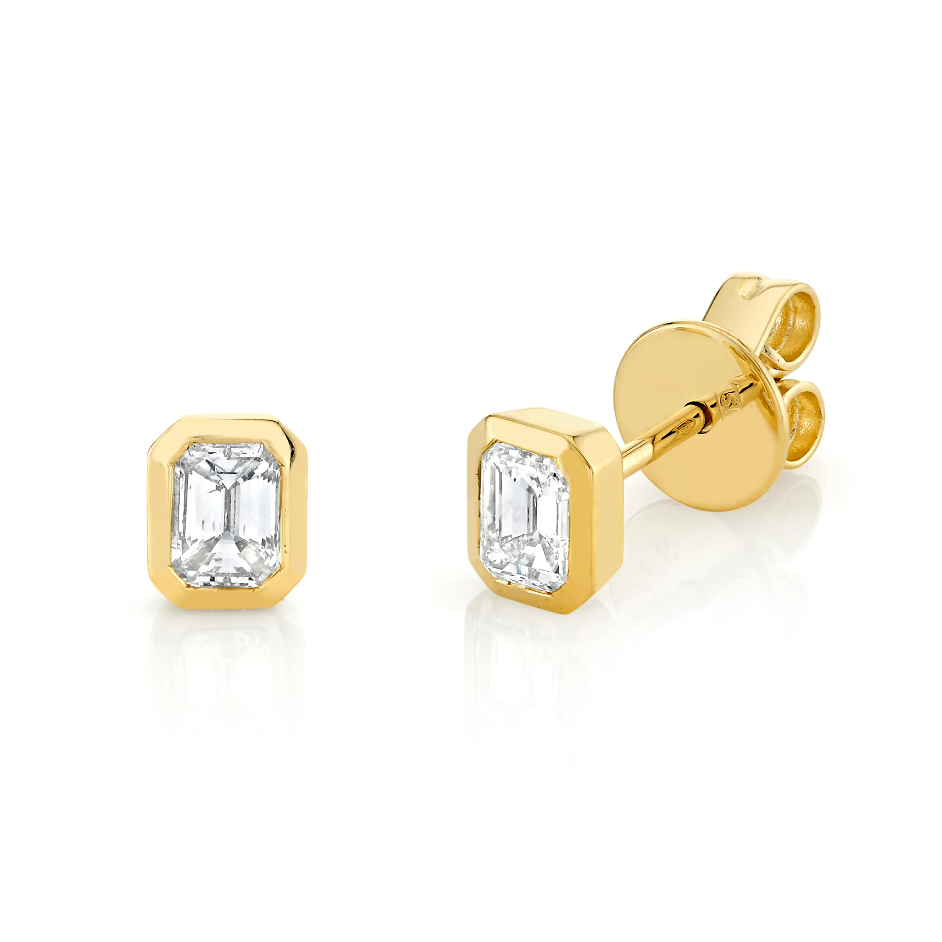 DIAMOND EMERALD CUT BEZEL STUDS