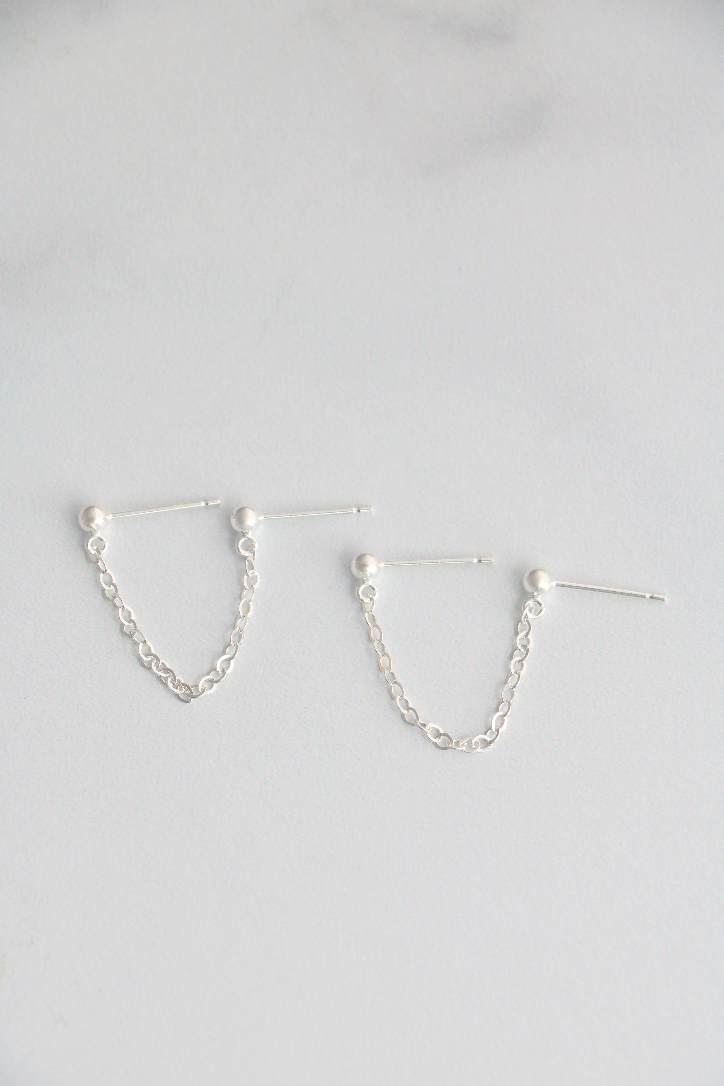 double piercing chain earrings { silver   gold }