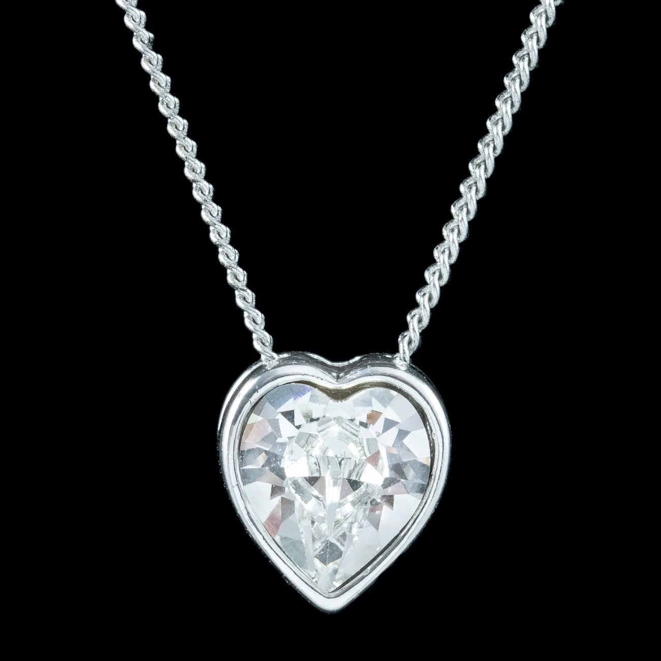 Edwardian Style Cubic Zirconia Heart Pendant Necklace