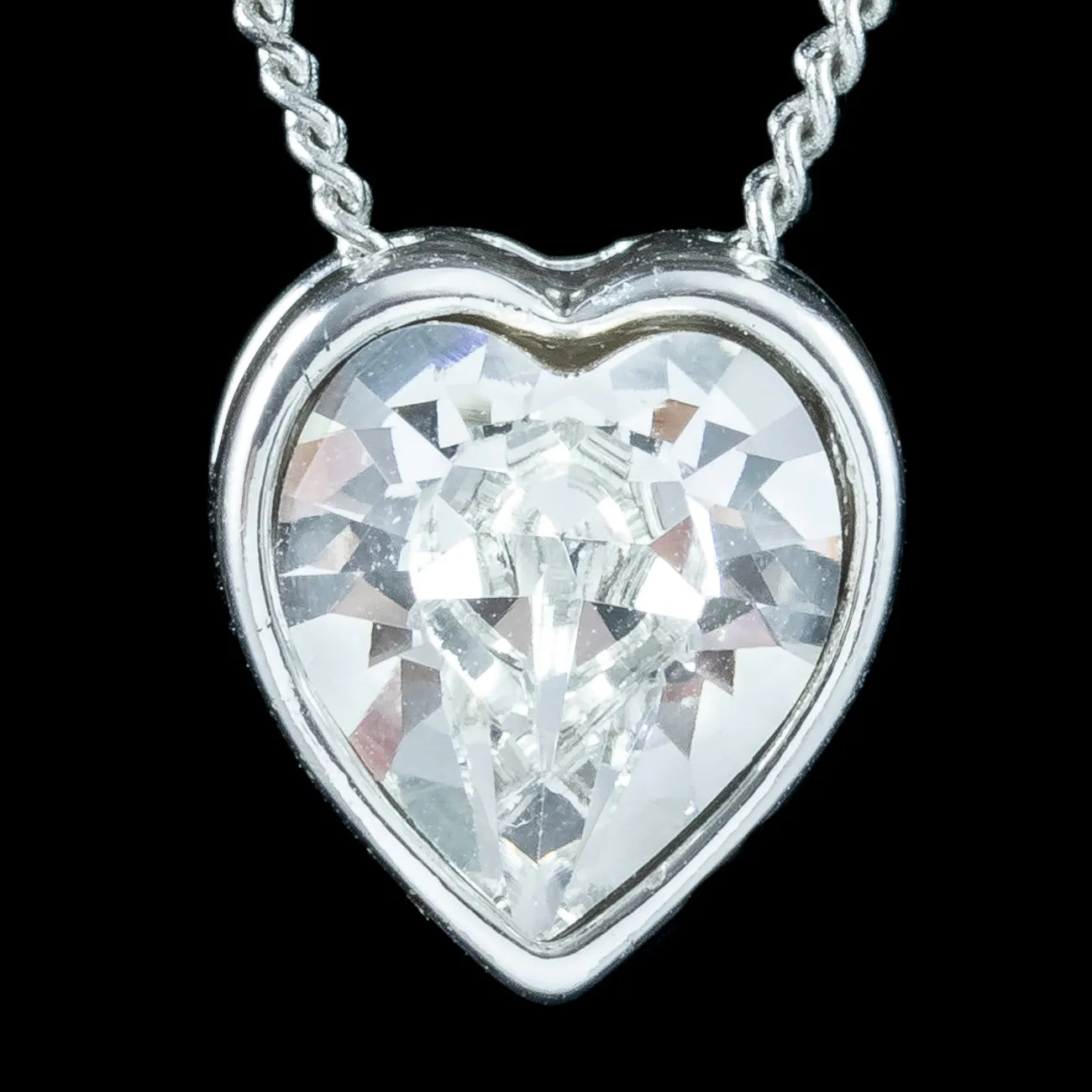 Edwardian Style Cubic Zirconia Heart Pendant Necklace