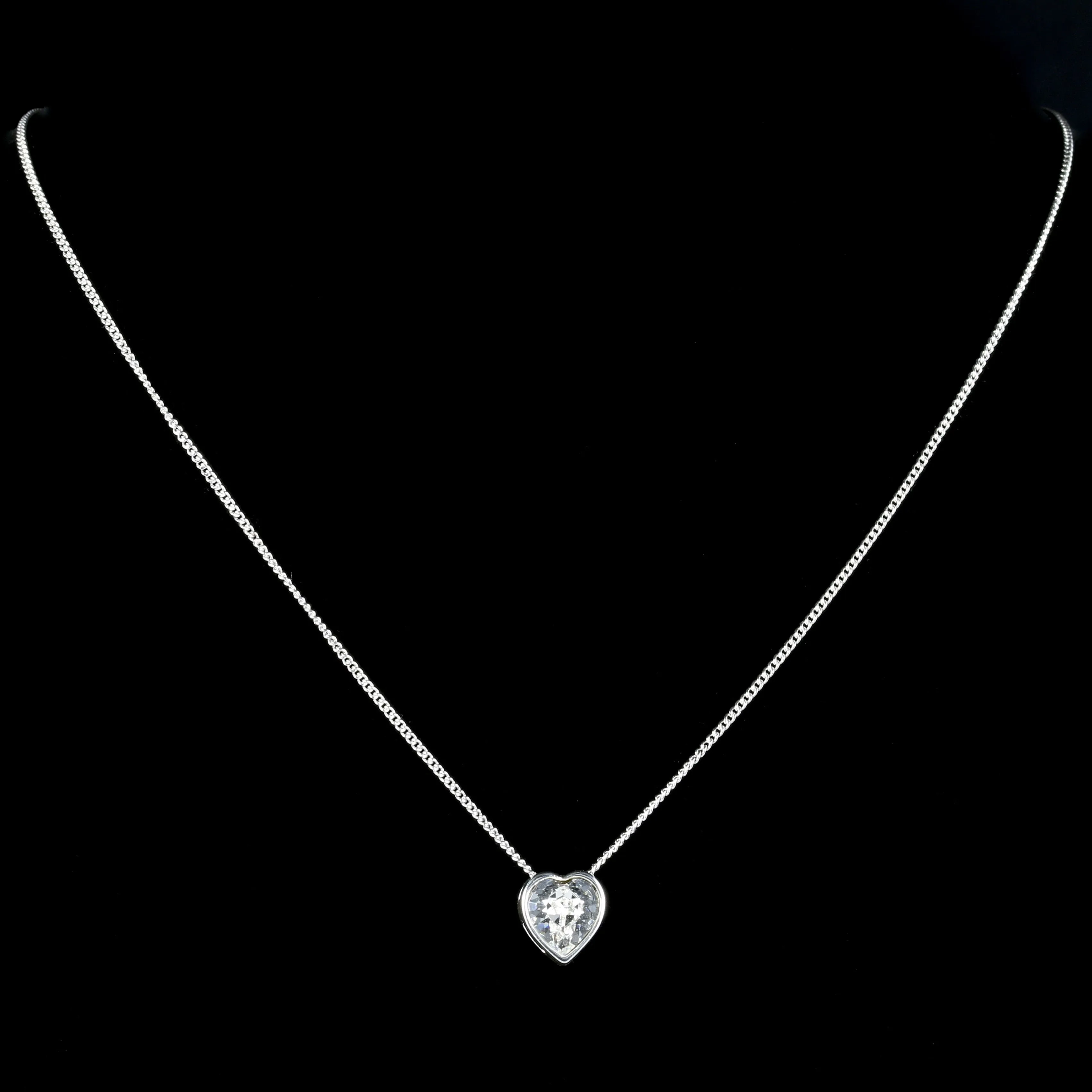 Edwardian Style Cubic Zirconia Heart Pendant Necklace