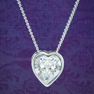 Edwardian Style Cubic Zirconia Heart Pendant Necklace