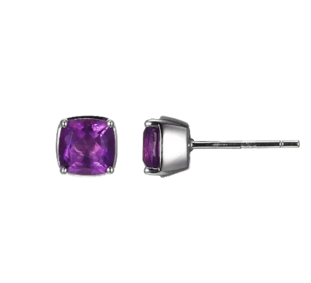 ELLE Silver Amethyst Stud Earrings (SI3461)