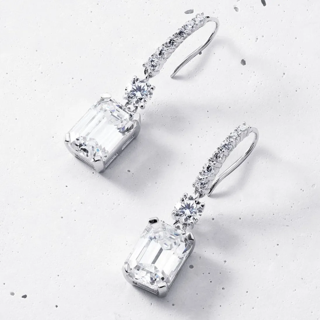 Emerald-cut Drop Earrings | HighCarbon | Sterling Silver