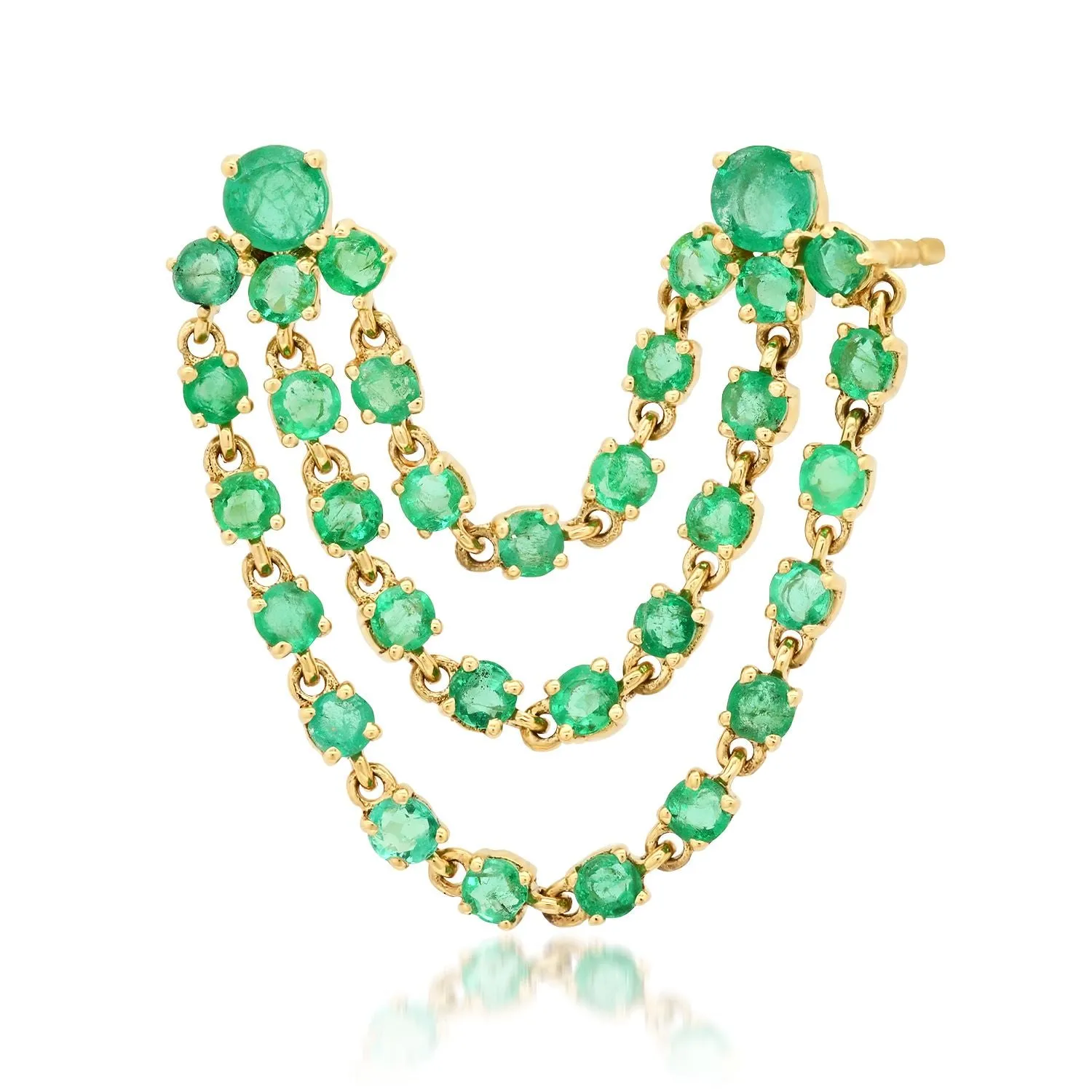 Emerald Drape Double Pierce Stud