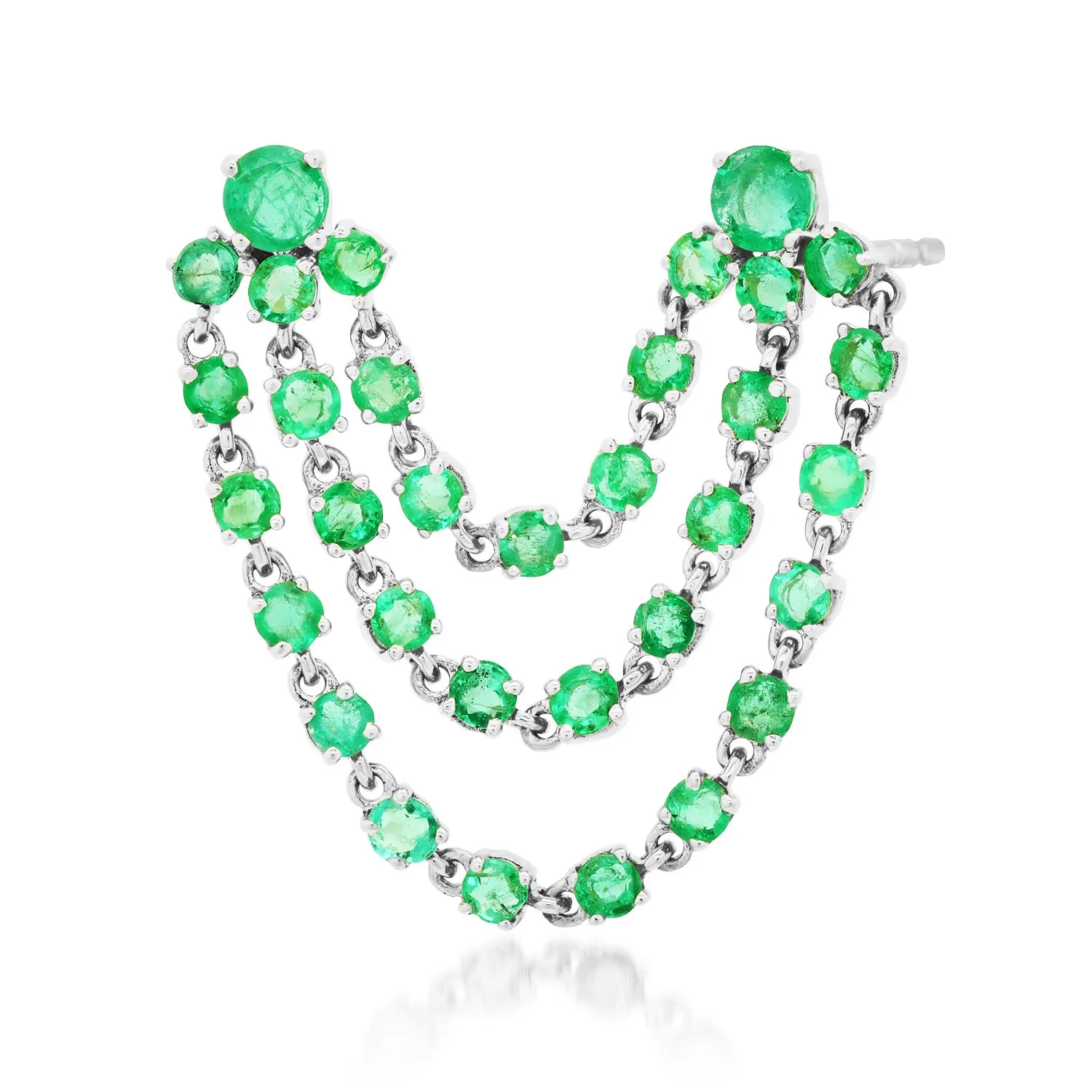 Emerald Drape Double Pierce Stud