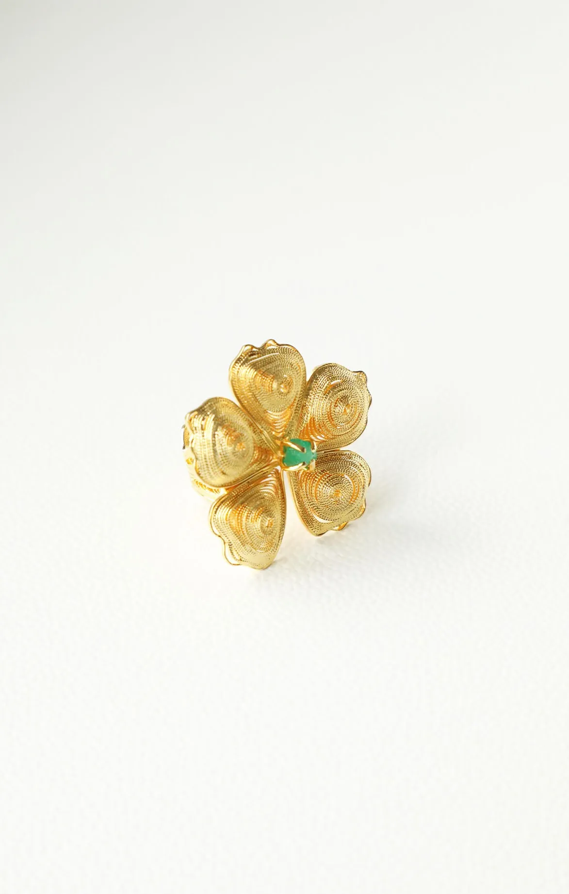 Emerald Flower Ring