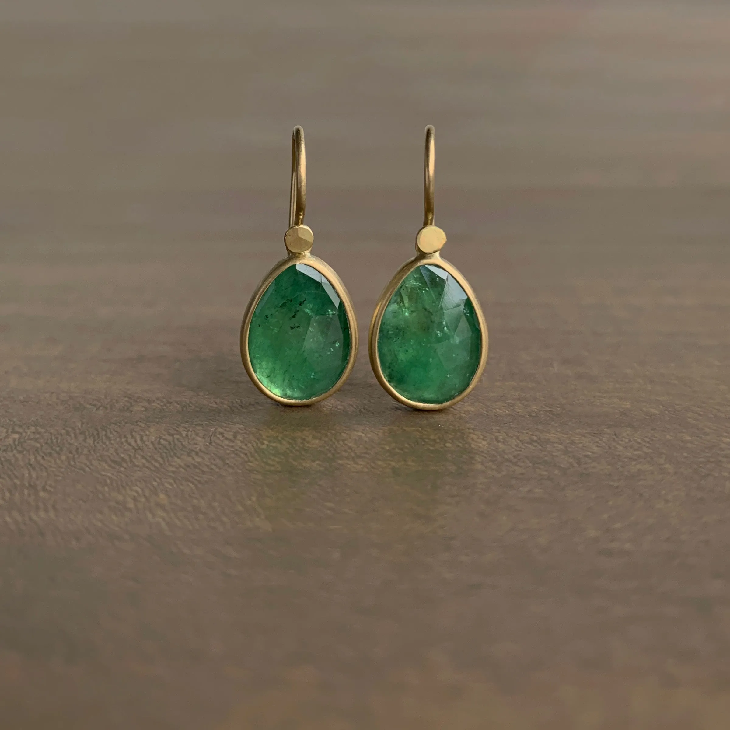 Emerald Rose Cut Drop Earrings