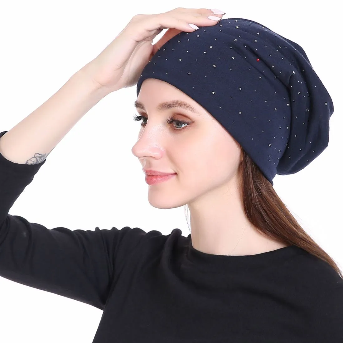 Empire Cove Stud Beanie with Fleece Winter Warm Womens Hats