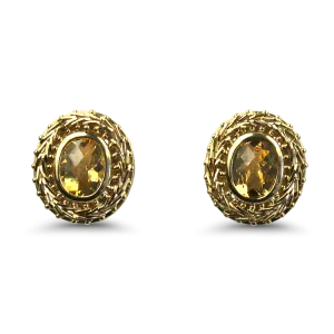 Estate 14k Yellow Gold Citrine Stud Earrings