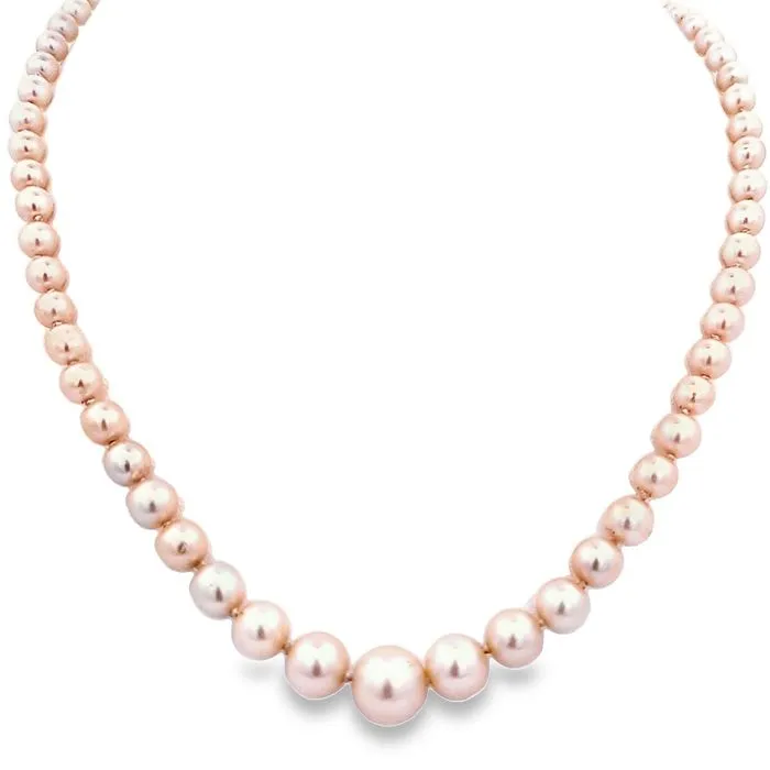 Estate 19" Strand of Cultured Pearls with Diamond Accented 14K White Gold Clasp