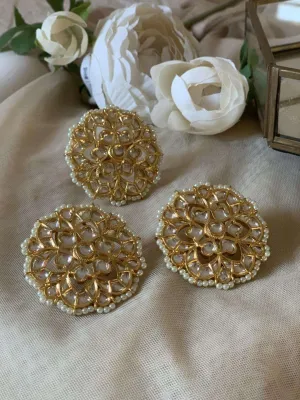 Flower Polki Kundan Studs And Ring