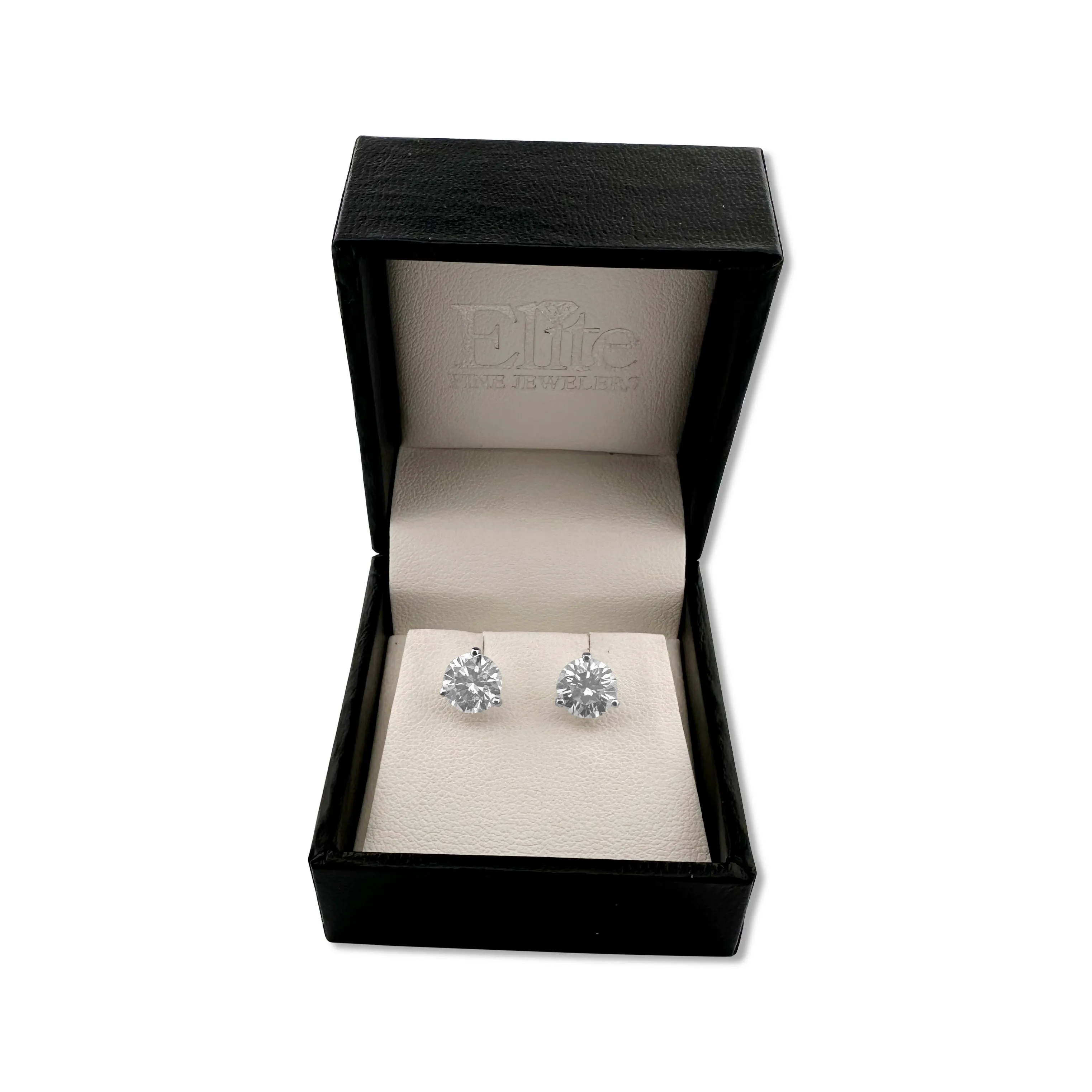 GIA Graded 2.60ctw Round Brilliant Natural Diamond Stud Earrings in 14k White Gold