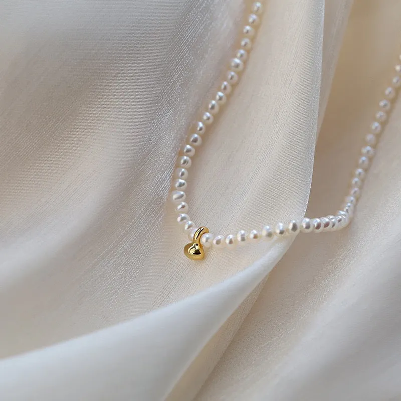 Gold Beaded Pearl Necklace