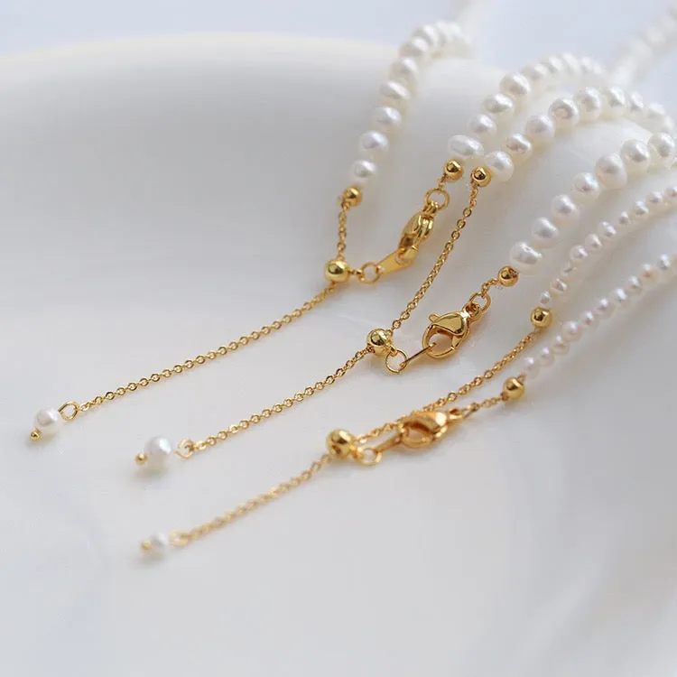 Gold Beaded Pearl Necklace