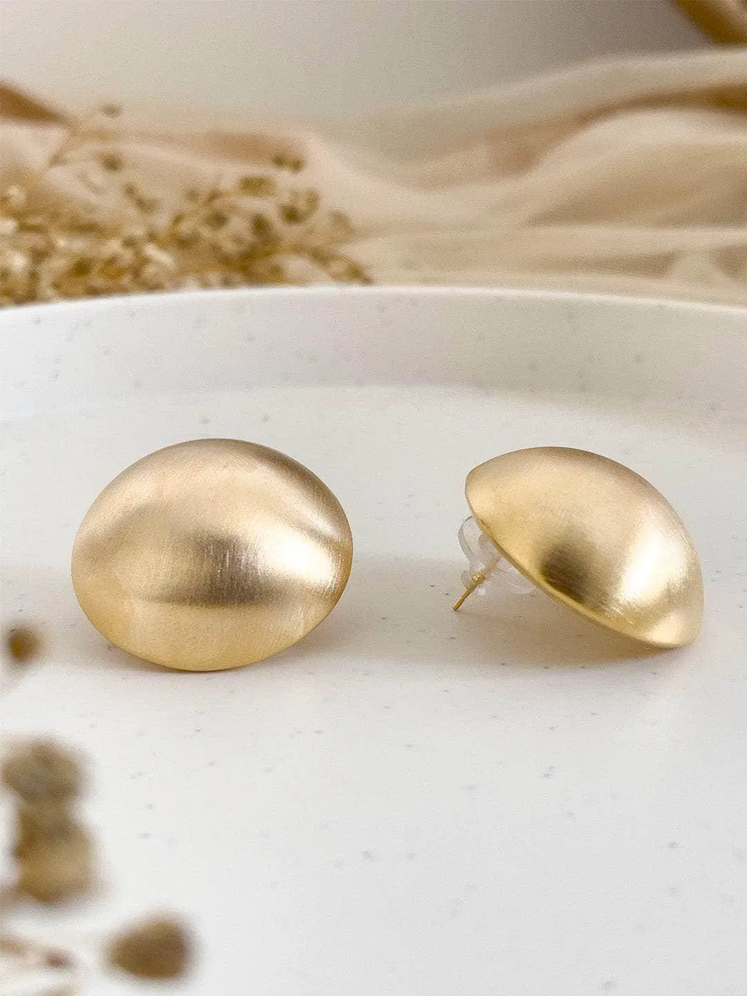 Gold Big Dome Earrings