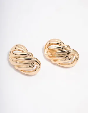 Gold Layered Oval Stud Earrings