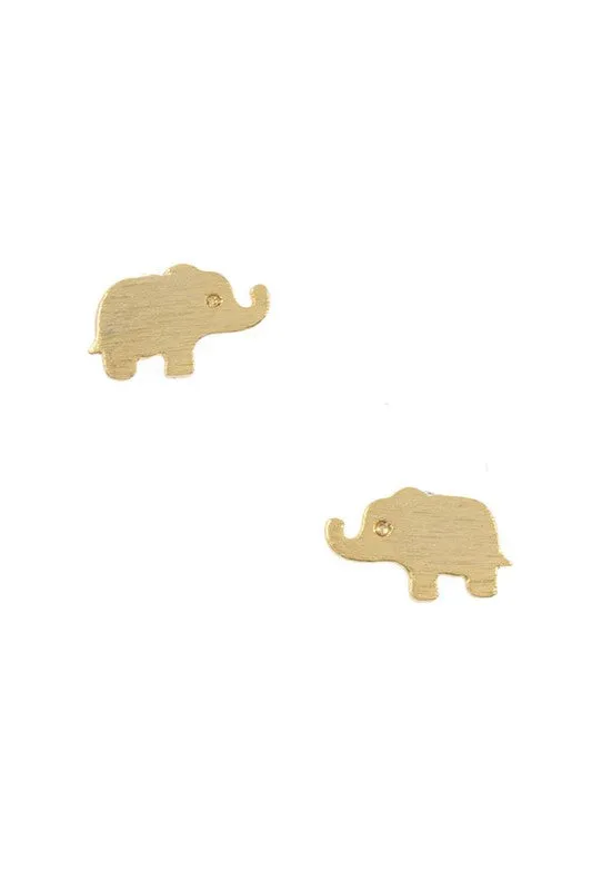 Gold stud elephant earrings