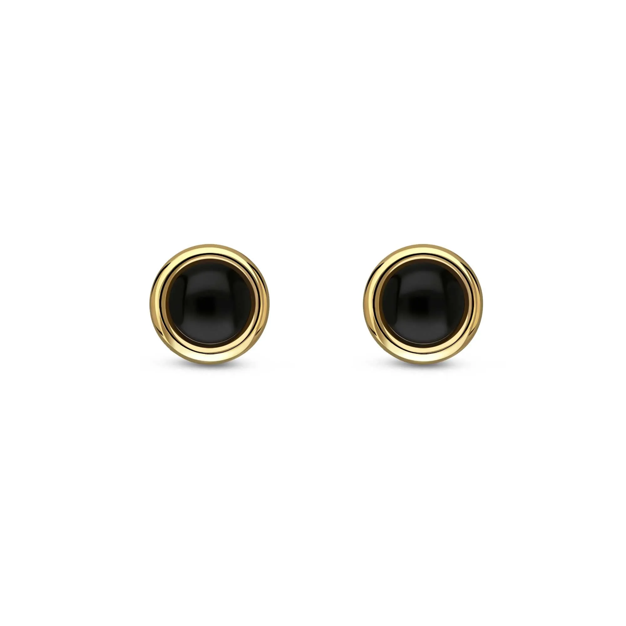 Gold Vermeil Whitby Jet 5mm Round Framed Stud Earrings