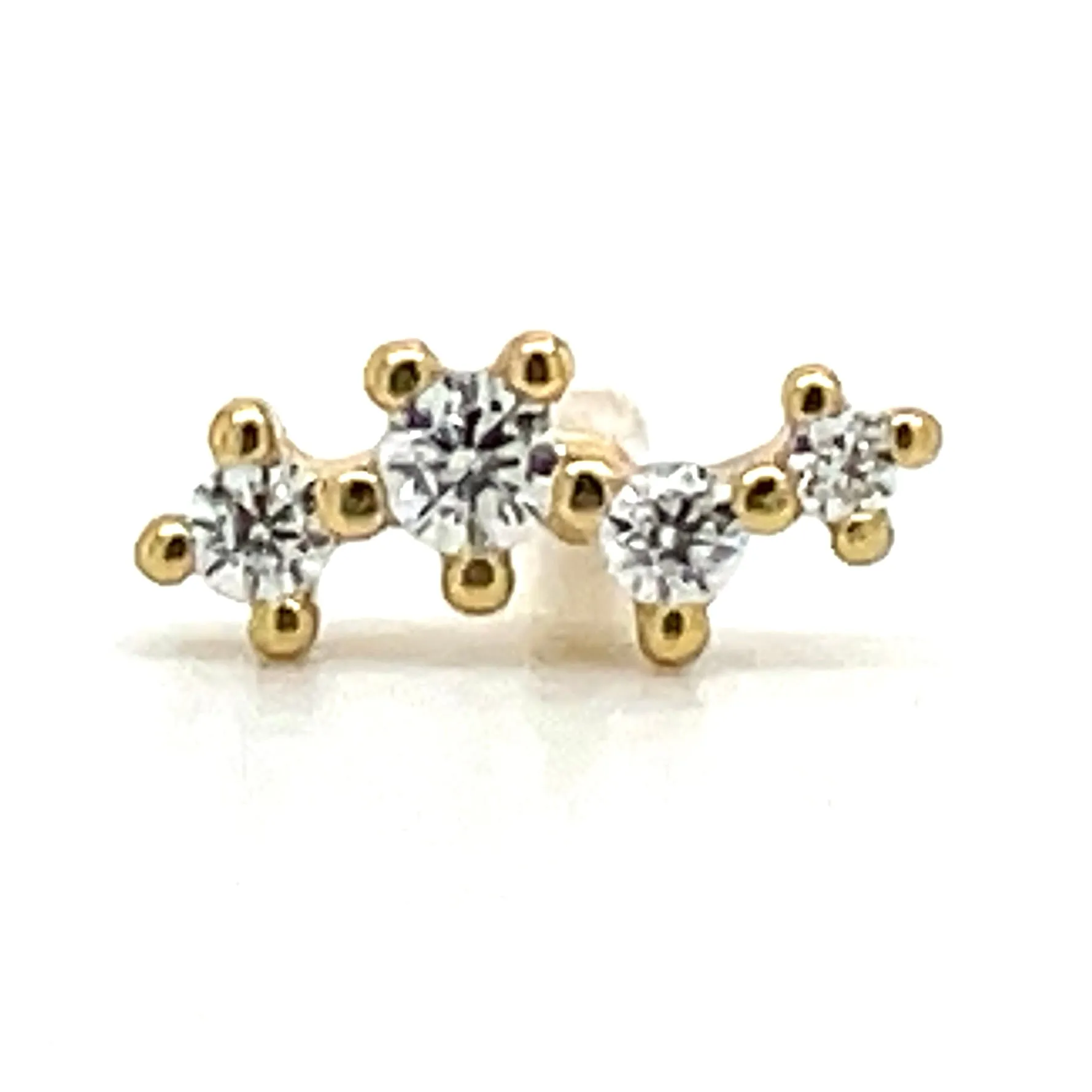 Golden Scattered Cz Singe Ear Stud