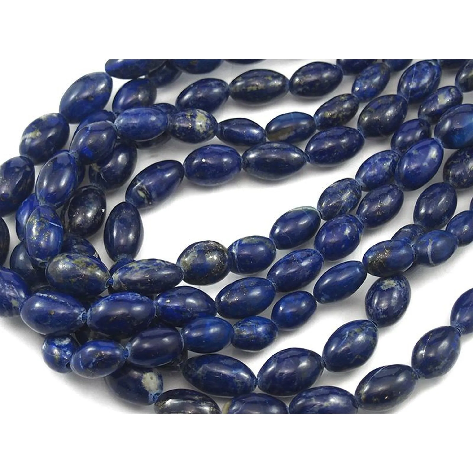 Graduated Lapis Smooth Barrel Bead Strand