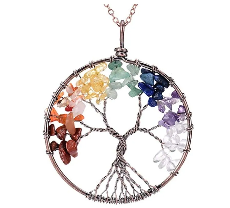 Handmade Tree of Life Chakra Natural GemStone Necklace