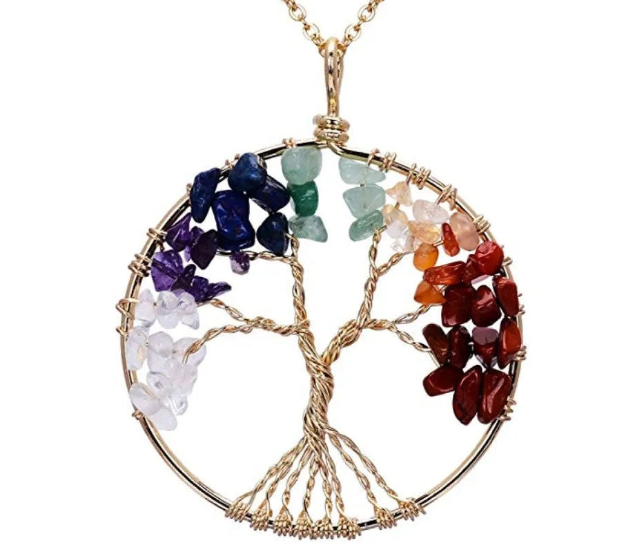 Handmade Tree of Life Chakra Natural GemStone Necklace