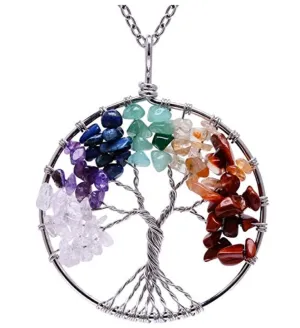 Handmade Tree of Life Chakra Natural GemStone Necklace