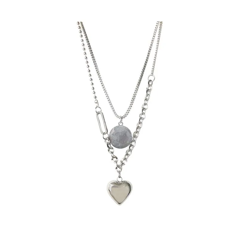 Heart Locket Grunge Pendants Silver Chain Necklace