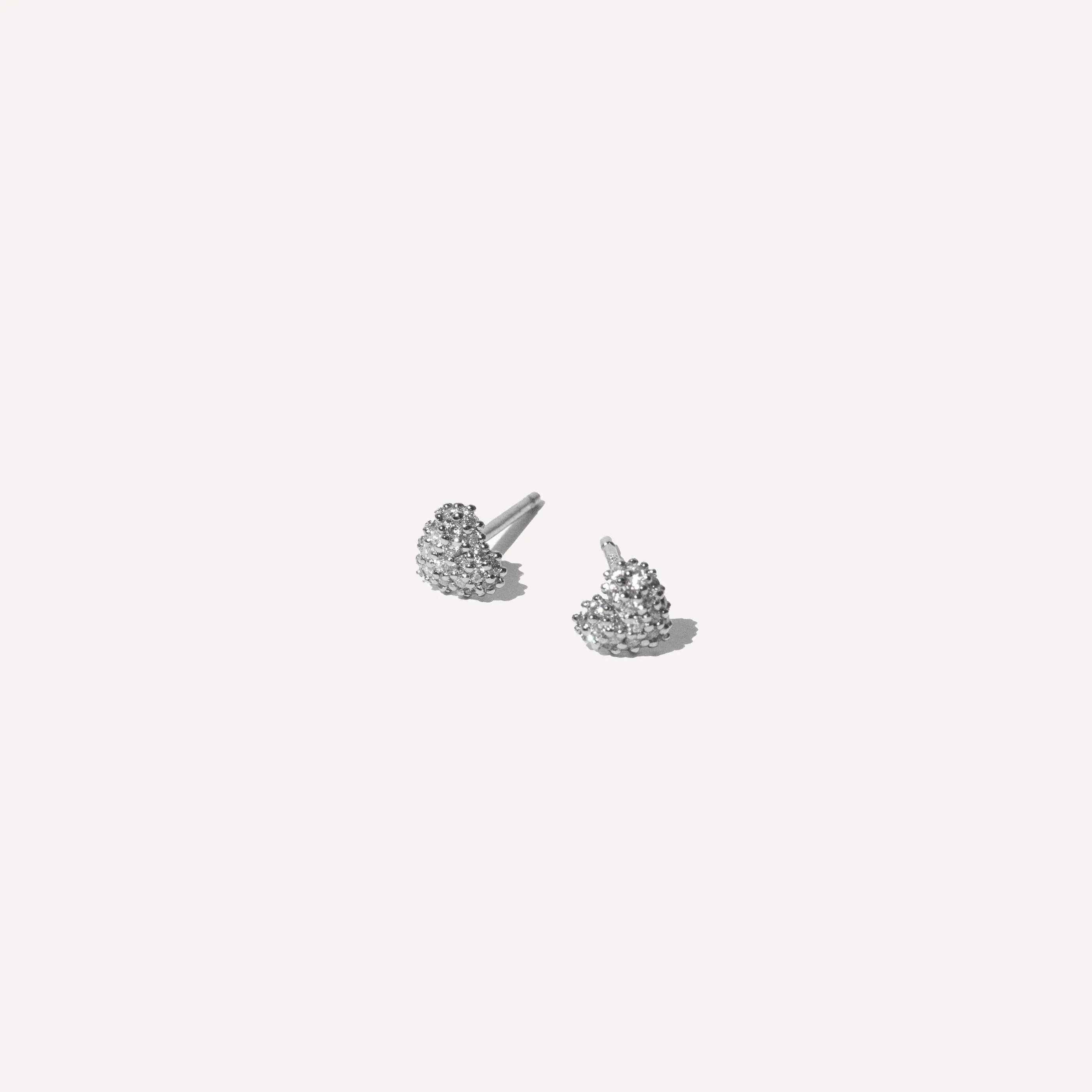 Heart Pavé Stud Earrings in Silver