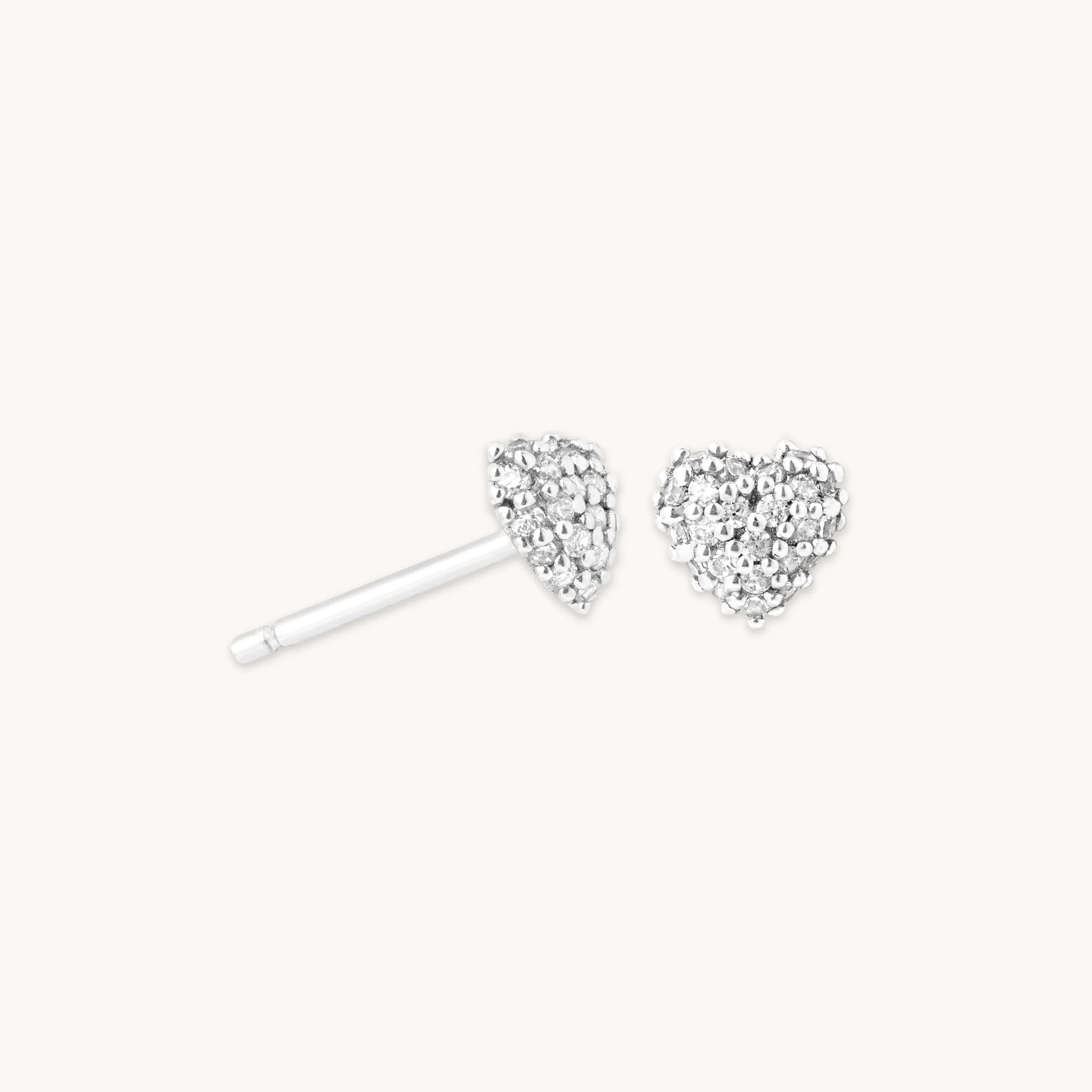 Heart Pavé Stud Earrings in Silver