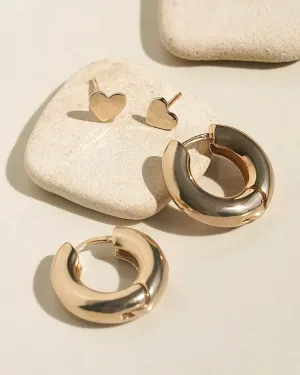 Heart Stud & Lil Tube Hoops Set