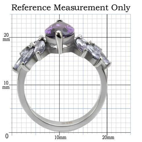 High polished (no plating) Stainless Steel Ring with AAA Grade CZ in Amethyst for Women Style TK085