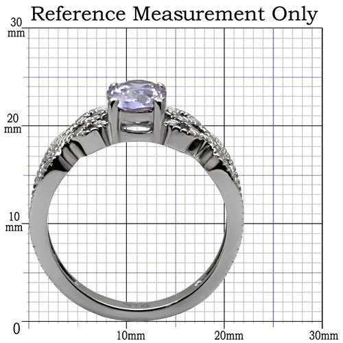 High polished (no plating) Stainless Steel Ring with AAA Grade CZ in Light Amethyst for Women Style TK079