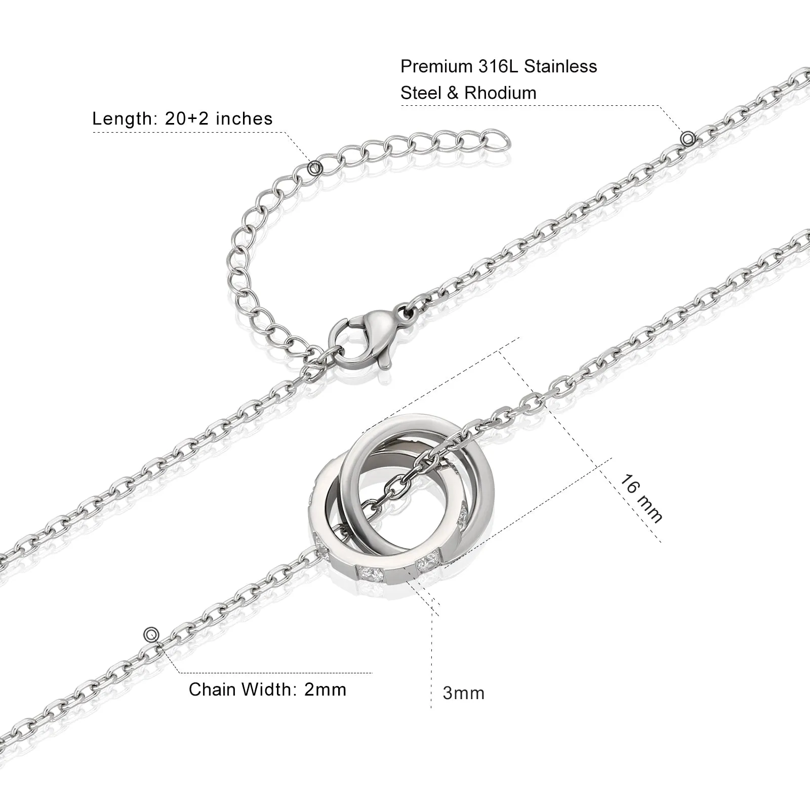 Interlocking Circles Pendant Necklace KRKC