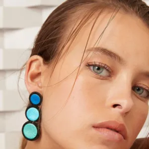 Iskin Sisters Earrings, Rainbow, Blues