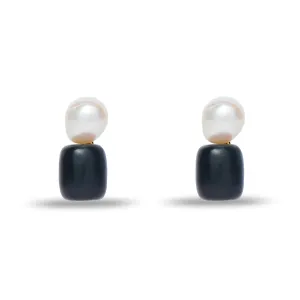 JET PEBBLE STUD EARRINGS