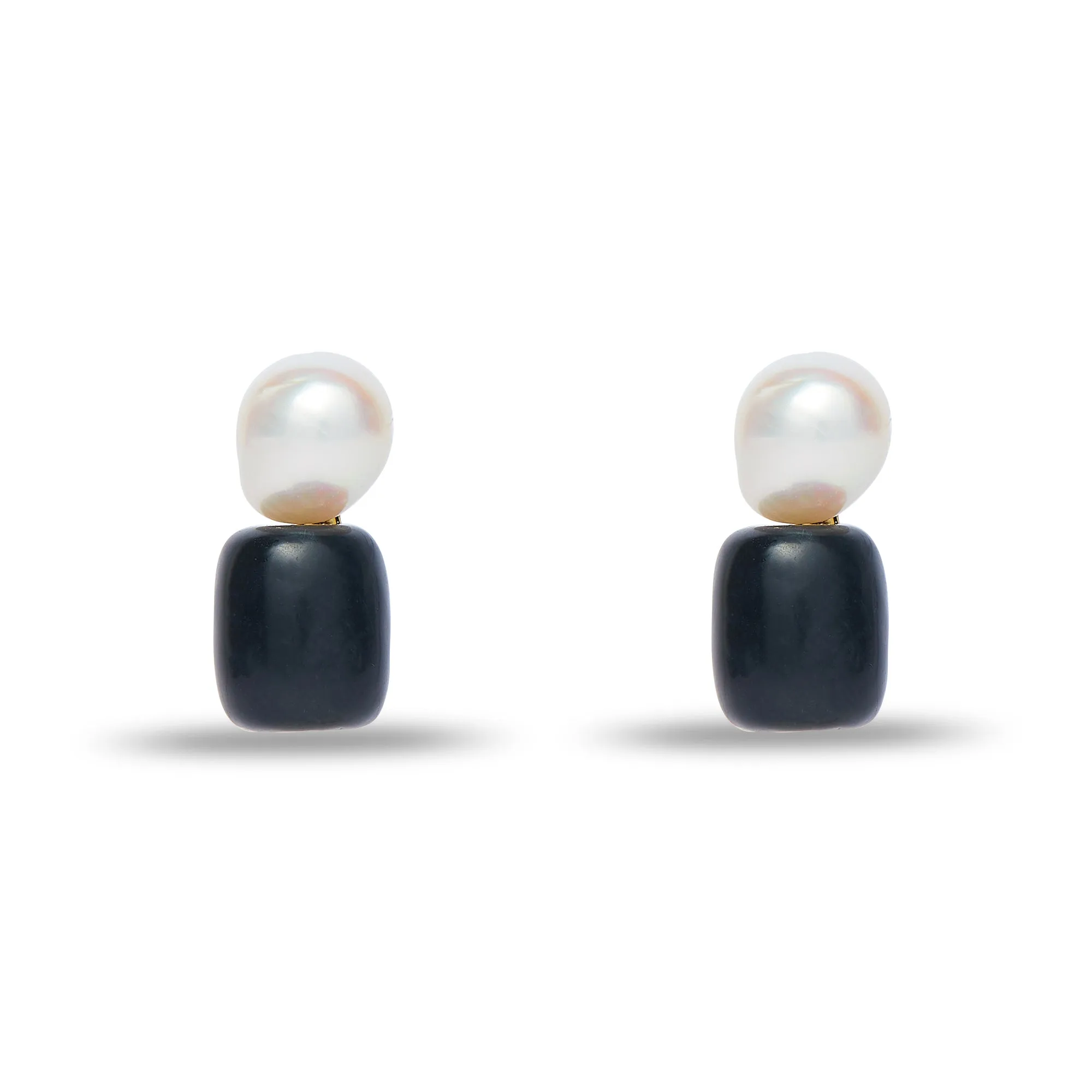 JET PEBBLE STUD EARRINGS