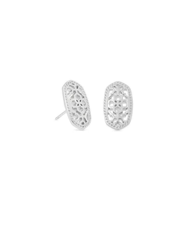 Kendra Scott Ellie Stud Earrings - Rhodium Filigree Metal